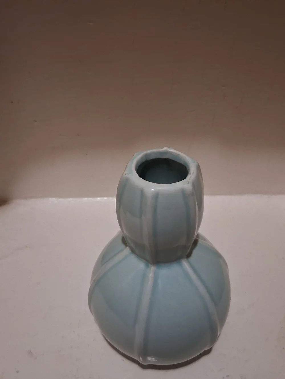 Vintage Celadon Glazed Double Gourd Bud Vase - Picture 2 of 8